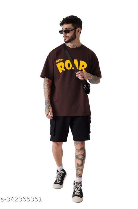 LEOTUDE Men's Typography Oversize Round Purple Tshirts