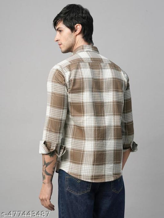 TryBuy Exclusive Palermo Checked Double Pocket Full Sleeves Cotto...