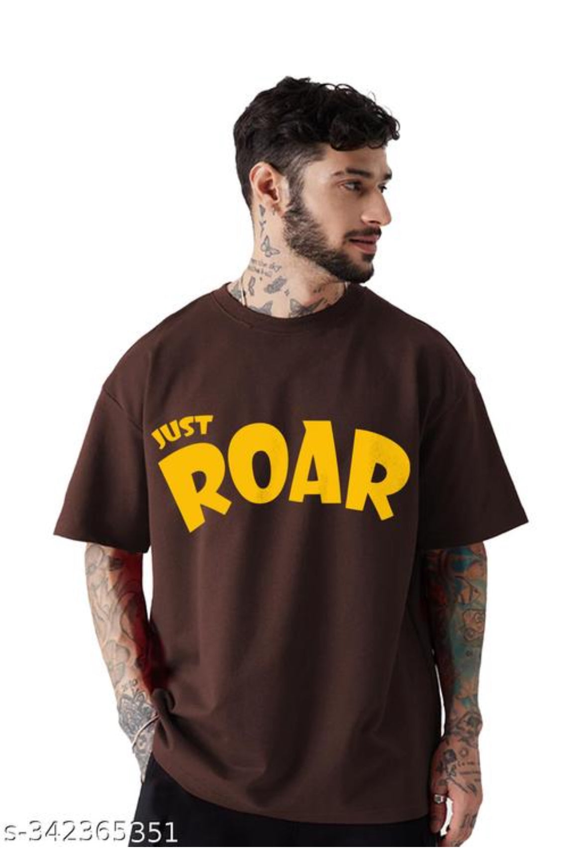 LEOTUDE Men's Typography Oversize Round Purple Tshirts