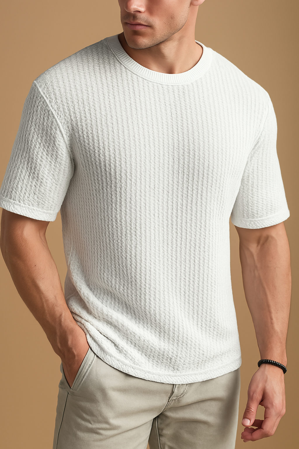 Men Cotton Blend Blend Regular Tshirts