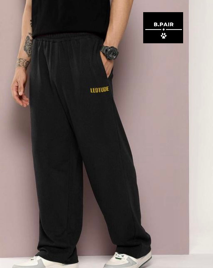 LEOTUDE Men's Solid Jogger
Pants Black Track Pants